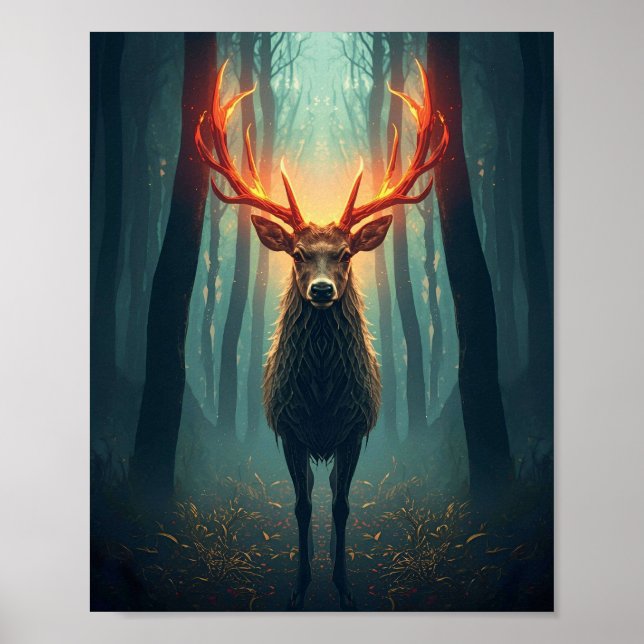 Majestic Glowing Deer Wall Art – Mystical Poster (Framsidan)