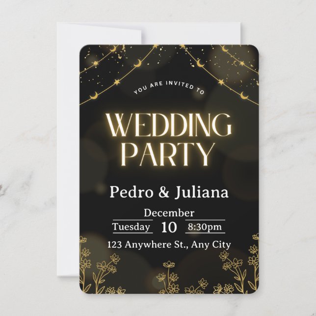 Majestic Gold Ornamental Frame Wedding Invitation Inbjudningar (Framsida)