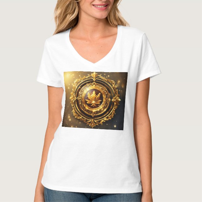 Majestic Golden Laurel Emblem T Shirt (Framsida)