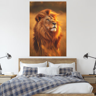Majestic Golden Lion at Sunset – Canvas Wall Art
