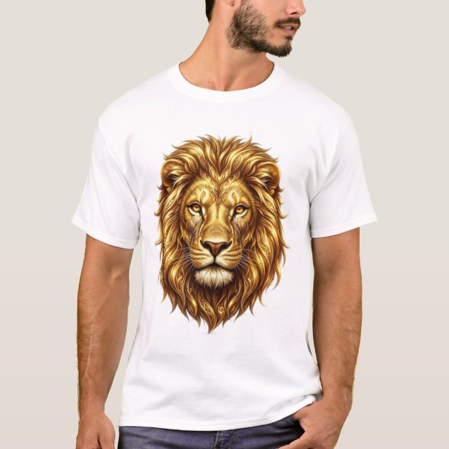 Majestic Golden Lion King Art T-Shirt (Framsida)