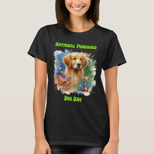 Majestic Golden Retriever with Trophy and Stars T Shirt (Framsida)