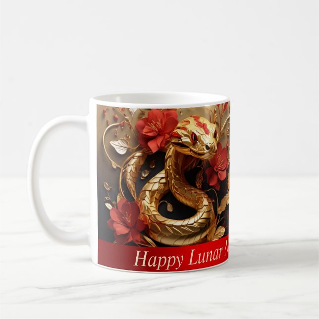 Majestic Golden Snake China New Year Foil Kaffemugg (Vänster)
