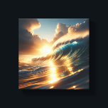 Majestic Golden Sunset Ocean Wave - Radiant Dramat Canvastryck<br><div class="desc">A breathtaking digital masterpiece capturing a massive ocean wave illuminated by the intense, warm glow of a setting sun. The combination of the translucent water and the dramatic, sun-drenched clouds creates a powerful and ethereal atmosphere. Ideal for luxury coastal interiors, high-end wall art, or as an inspiring focal point in...</div>