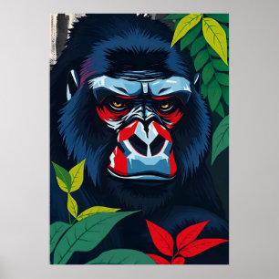 Majestic Gorilla Porträtt - Jungle Alpha Art Poster