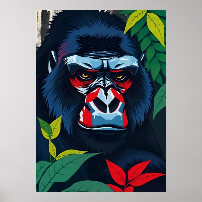 Majestic Gorilla Porträtt - Jungle Alpha Art Poster (Framsidan)
