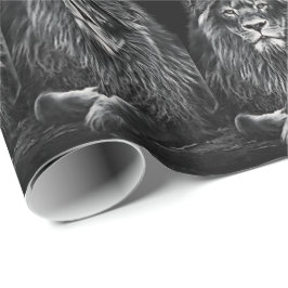Majestic Grått Lejon Mönster Presentpapper