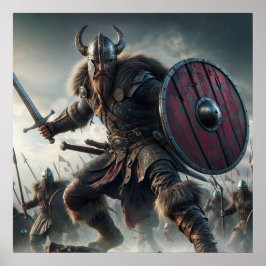 Majestic Grått-Scaled Battle Fierce Viking Attack Poster