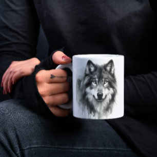 Majestic Grått Varg Stunning Watercolor Wildlife Kaffemugg