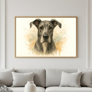 Majestic Great dane Watercolor Porträtt Poster