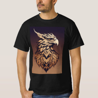 "Majestic Griffin Head - Monochrome 2D Logotyp Des T Shirt