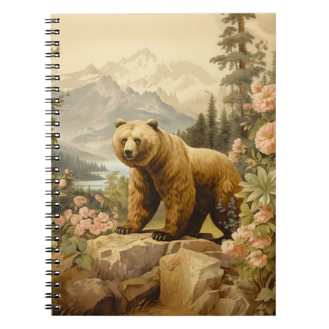 Majestic Grizzly Bear in a Forest Anteckningsbok (Framsidan)