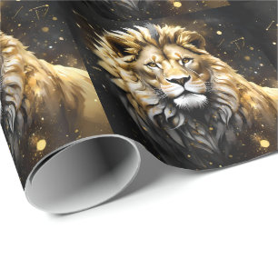 Majestic Guld och Grått Male Lejon Presentpapper