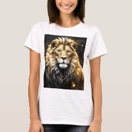 Majestic Guld och Grått Male Lejon T Shirt