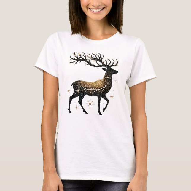 Majestic Guld Starry Reindeer T Shirt (Framsida)
