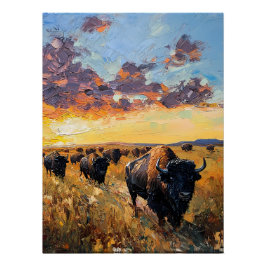 Majestic Herd: Buffalo på Prairie Perfect Poster