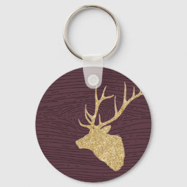 Majestic Hjort Antlers Sillouette Guld Nyckelring