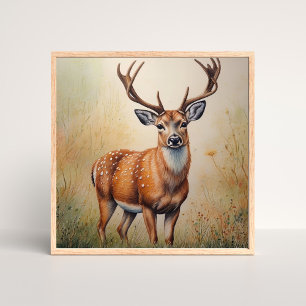 Majestic Hjort in Autumn Forest Wildlife Poster
