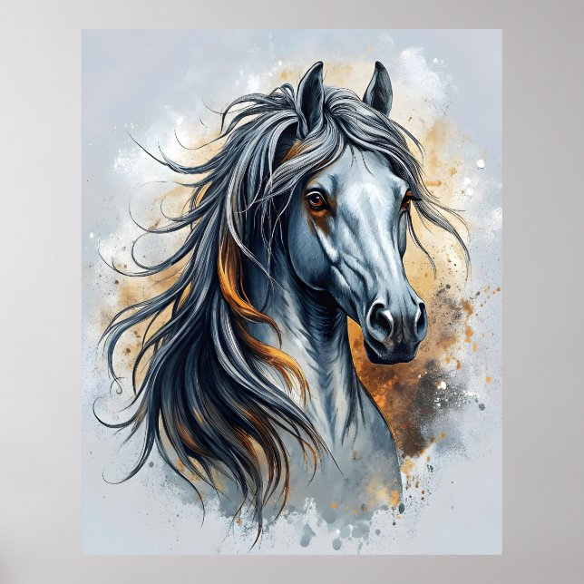 Majestic Horse Art Detailed Realistic Mane Poster (Framsidan)