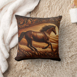 Majestic Horse Galloping through Golden Fält Kudde