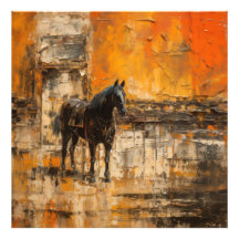 Majestic Horse in Abstrakt Sunset