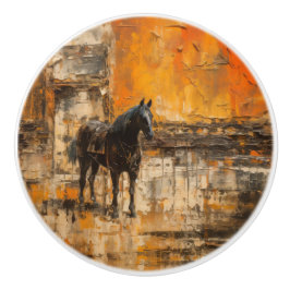 Majestic Horse in Abstrakt Sunset Knopp