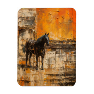 Majestic Horse in Abstrakt Sunset Magnet
