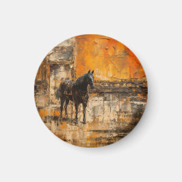 Majestic Horse in Abstrakt Sunset Magnet
