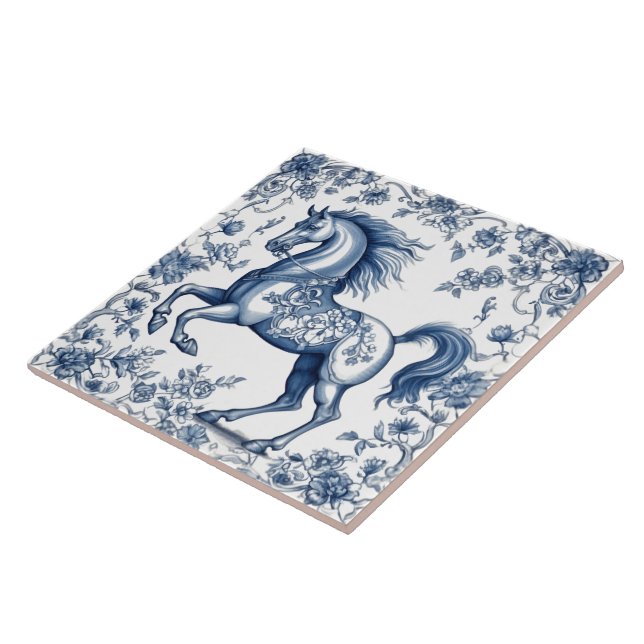 Majestic Horse on Indigo Tiles Kakelplatta (Sidan)