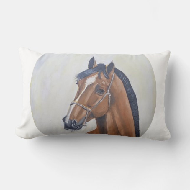 Majestic Horse Portrait T-Shirt Lumbarkudde (Framsida)