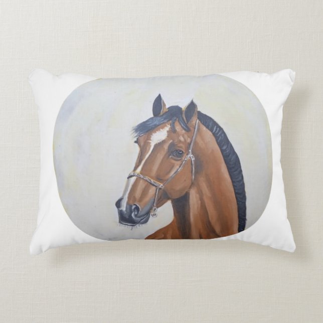 Majestic Horse Portrait T-Shirt Prydnadskudde (Framsidan)