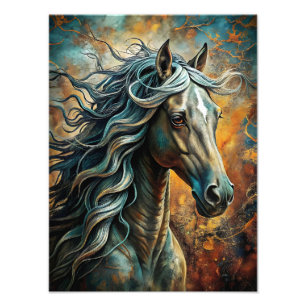 Majestic Horse Porträtt med Flowing Mane Fototryck