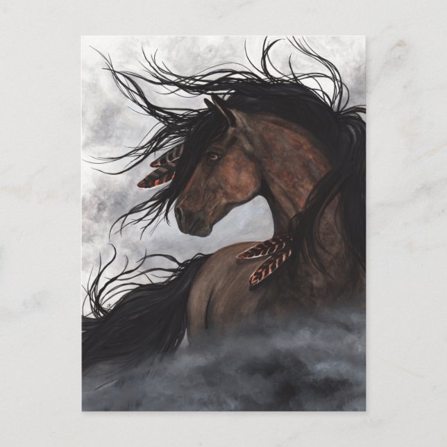 Majestic Horse Stallion Post Card by Bihrle Vykort (Framsida)