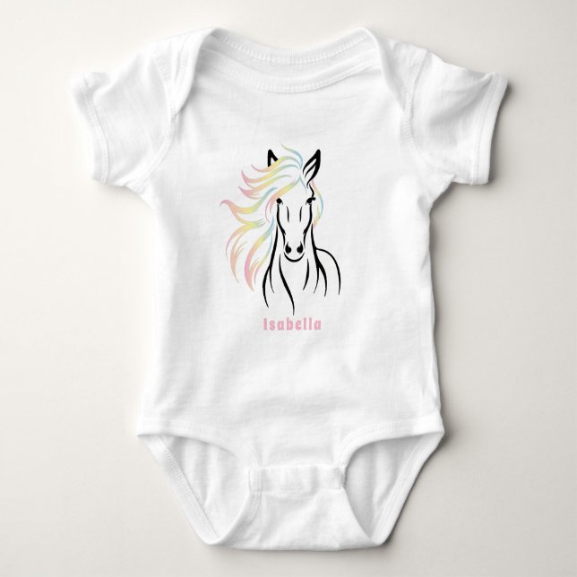 Majestic Horse with Colorful Flowing Mane T Shirt (Framsida)