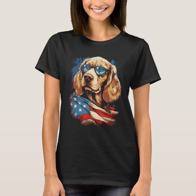 Majestic Hund American Flagga Patriotic 4:e juli T Shirt (Framsida)