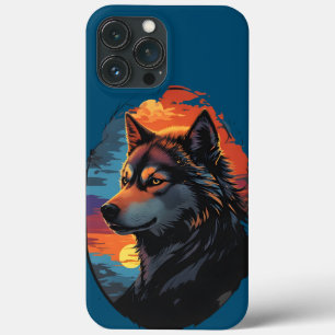Majestic Husky against a Sunset Himlar Serenity Vi