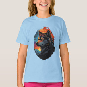 Majestic Husky against a Sunset Himlar Serenity Vi T Shirt