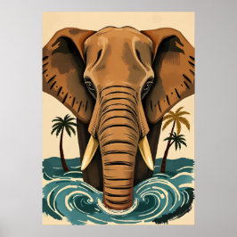 Majestic Island Elephant - Tropical Tusked Giant Poster