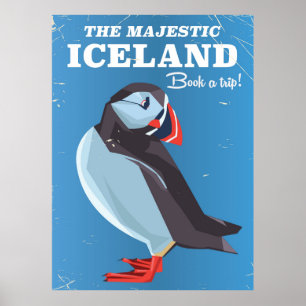 Majestic Island Puffin vintage resor poster