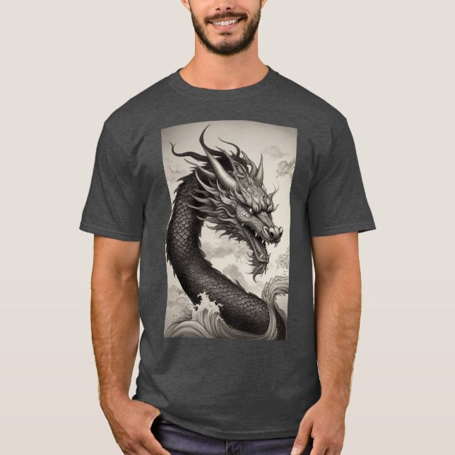 Majestic Japansk Dragon T-Shirt (Framsida)