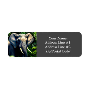 Majestic Jungle Elephant - Vild och gratis Returadress Etikett