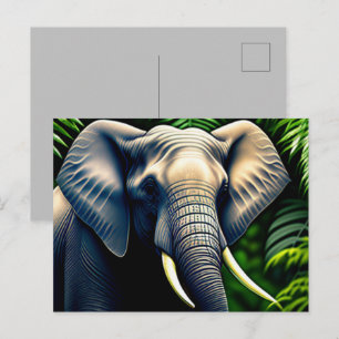 Majestic Jungle Elephant - Vild och gratis Vykort
