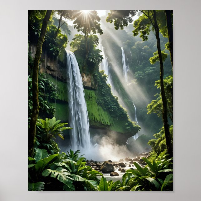 Majestic Jungle Waterfall Poster (Framsidan)