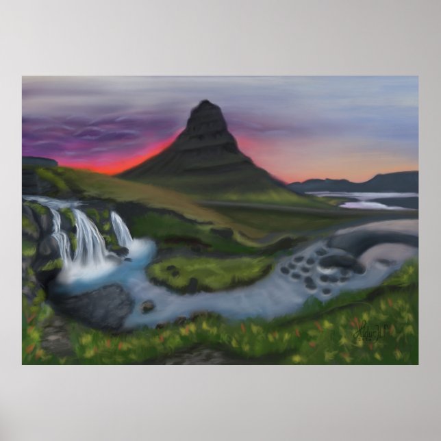 Majestic Kirkjuföll: Islands liggande Panorama Poster (Framsidan)