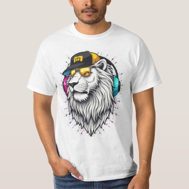 Majestic Lejon Ansikte tryckt T-Shirt - Round Nack (Framsida)