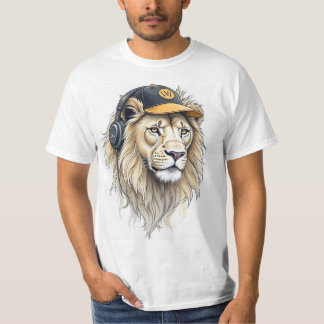 Majestic Lejon Ansikte tryckt T-Shirt - Round Nack