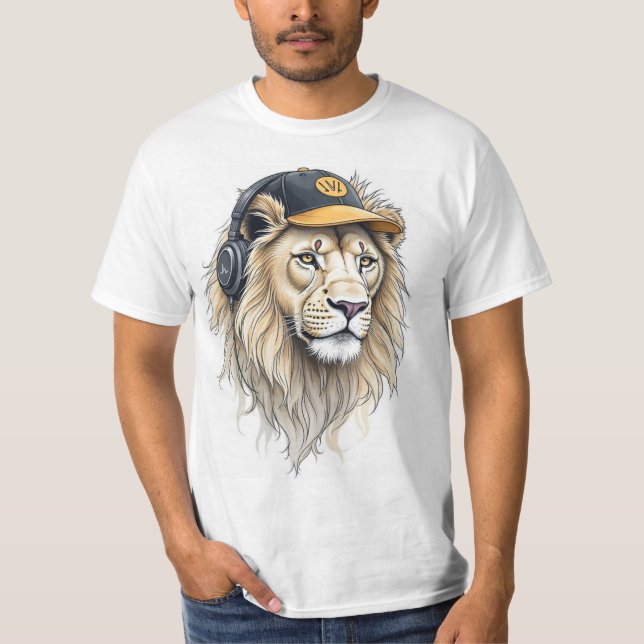 Majestic Lejon Ansikte tryckt T-Shirt - Round Nack (Framsida)