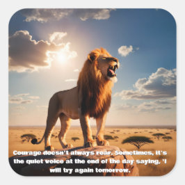 Majestic Lejon Courage Inspiring Gift Motivational Fyrkantigt Klistermärke