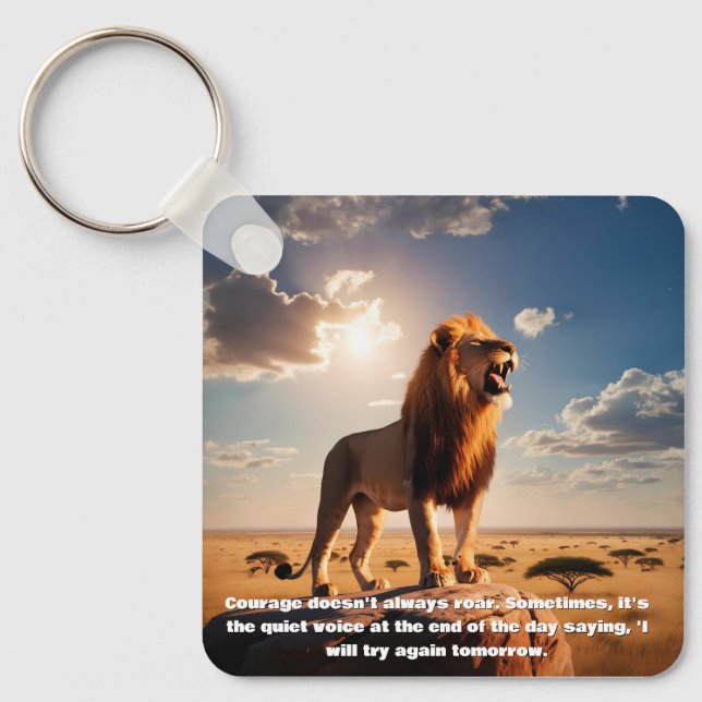 Majestic Lejon Courage Inspiring Gift Motivational Nyckelring (Framsida)