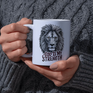Majestic Lejon God är min starka tro. Kaffemugg